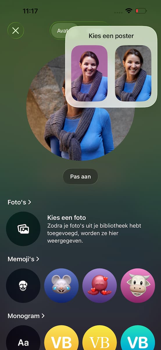 Instructiefoto: Een origineel contact