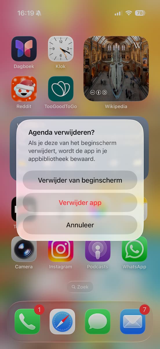 Instructiefoto: Weg met het nieuwe icoon