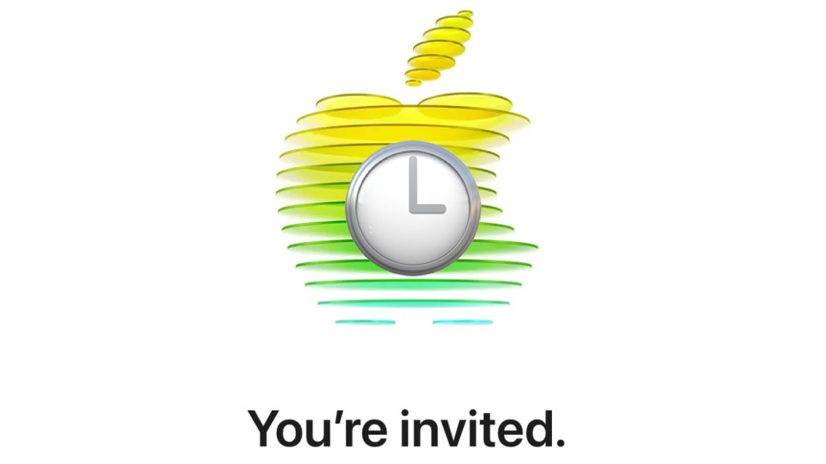 Uitnodiging Apple event maart 2026 met klok emoji