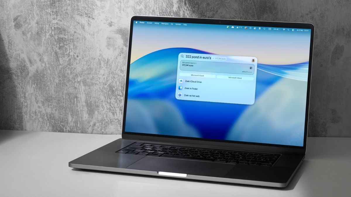 MacBook met omrekenen valuta in Spotlight