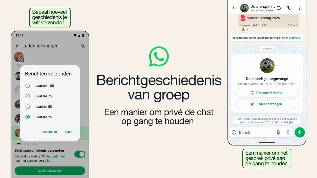 WhatsApp berichtgeschiedenis van groep