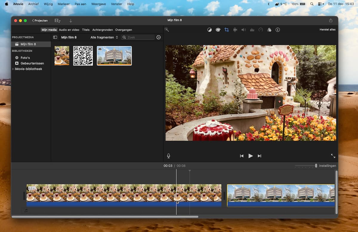 Instructiefoto: Nieuw project in iMovie