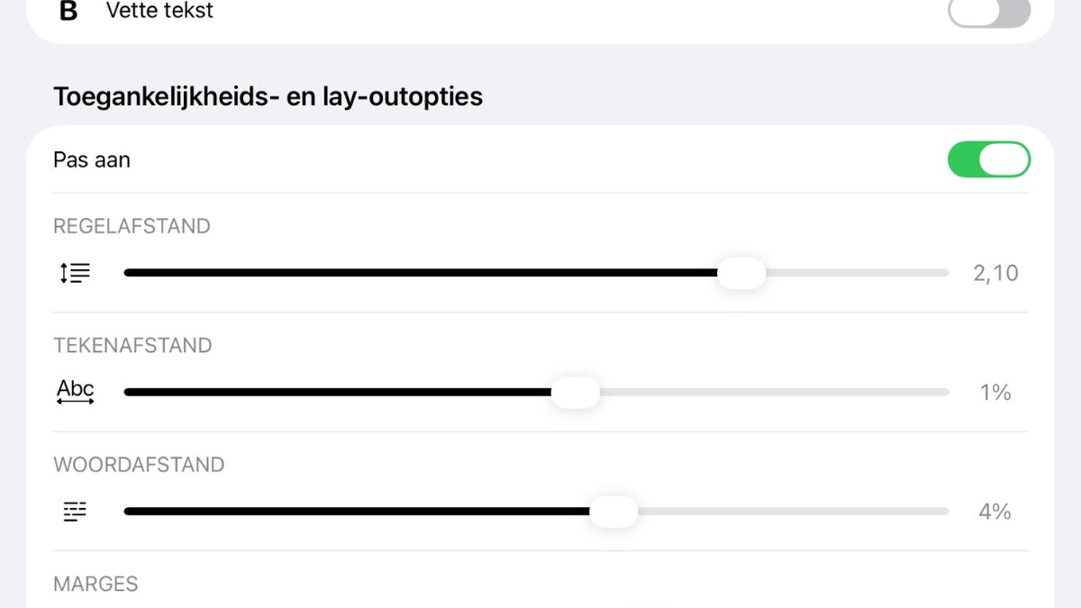 Toegankelijkheids- en lay-outopties