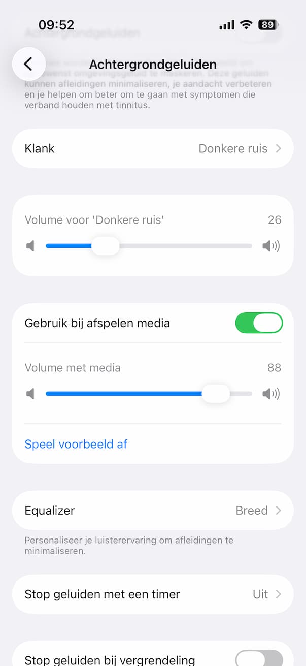 Instellingen voor achtergrondgeluiden