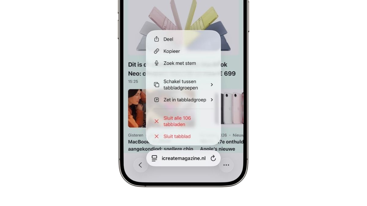 Alle tabbladen in Safari sluiten