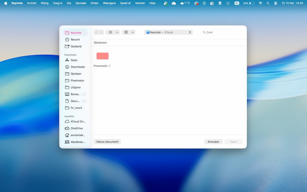 Instructiefoto: Nieuwe presentatie