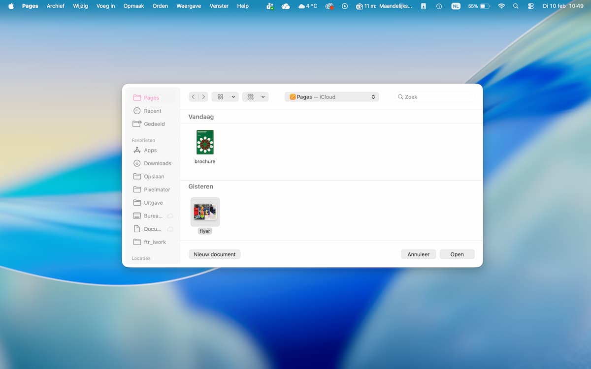 Instructiefoto: Nieuw document