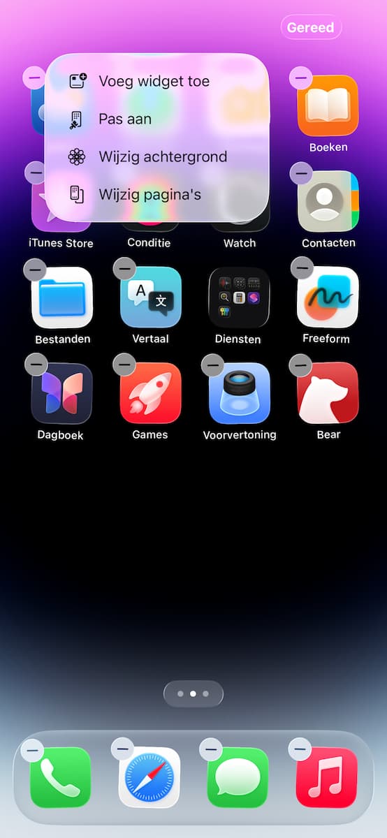 Instructiefoto: Widgetmenu