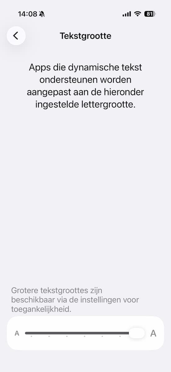 Instructiefoto: Tekstgrootte