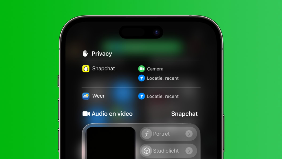 Snapchat met camera-toegang in Bedieningspaneel