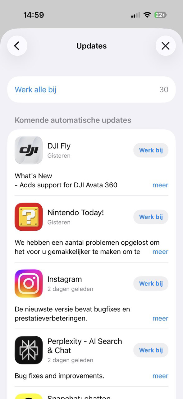 Instructiefoto: App updaten