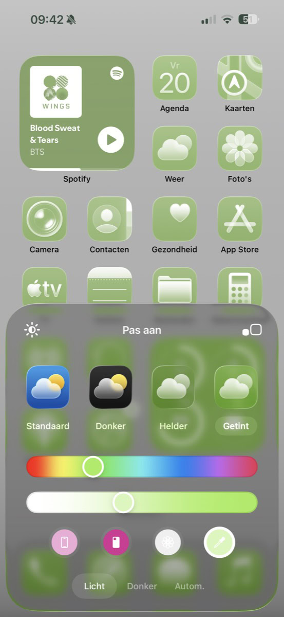 Schuifregelaar op groen