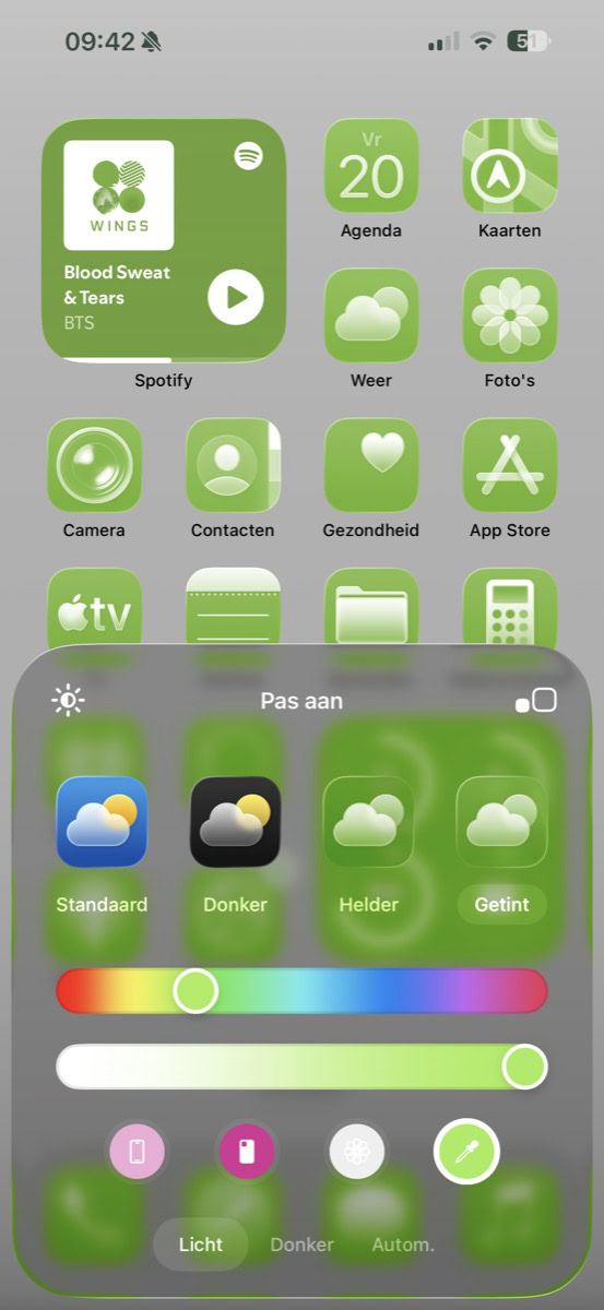 Onderste schuifregelaar naar rechts