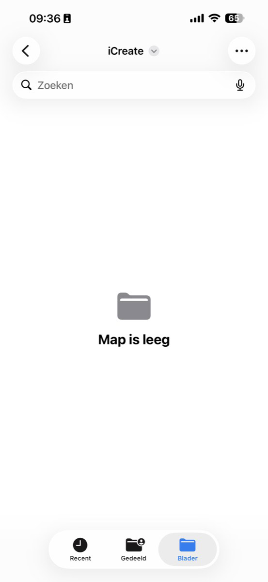 Bestanden-app met lege map