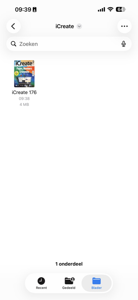 iCreate 176 in Bestanden-app