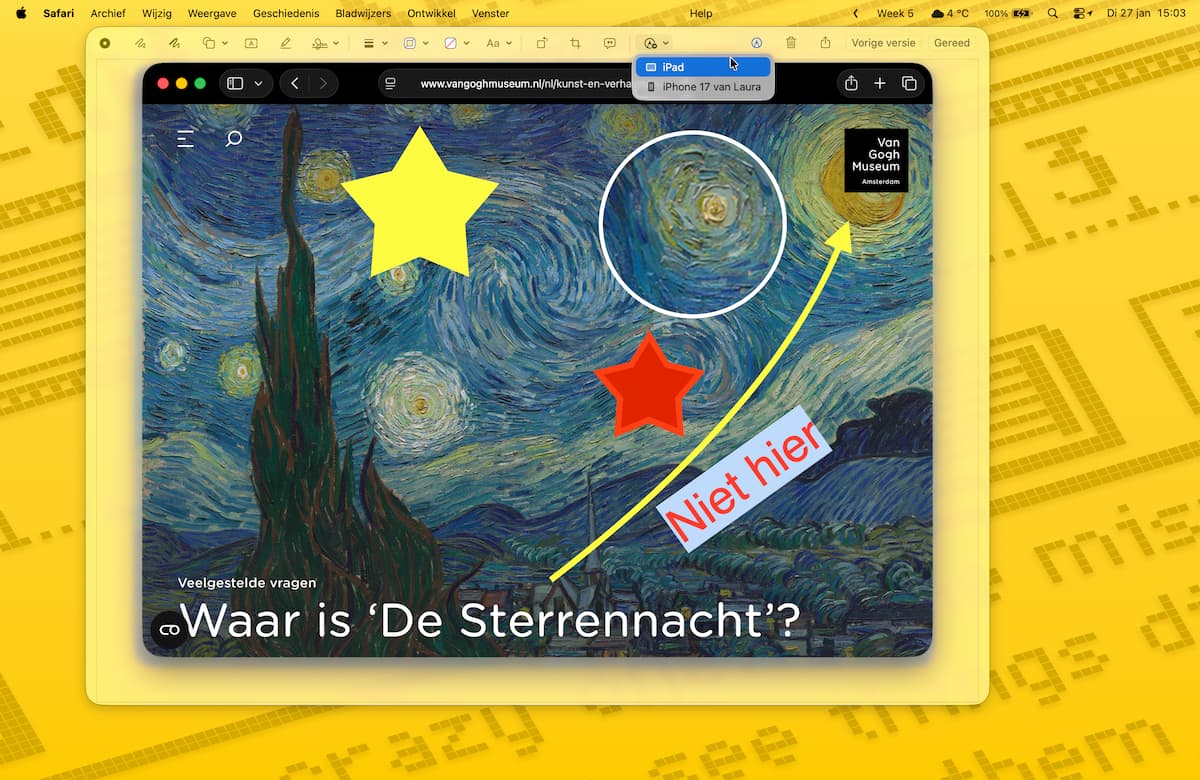 Instructiefoto: Markeren