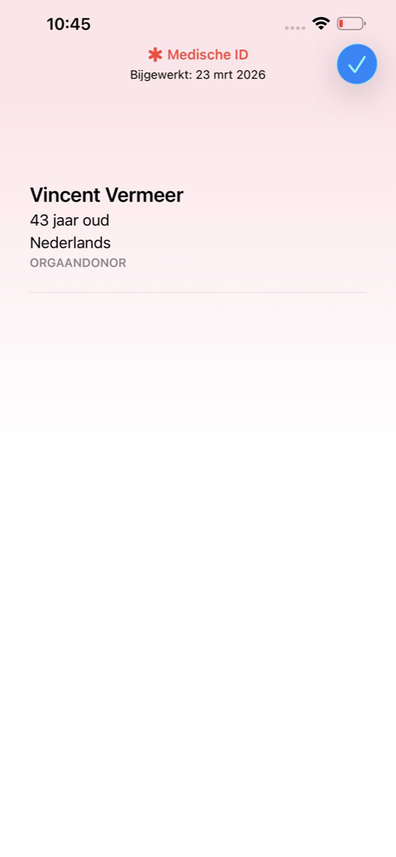 Medische ID van 'Vincent Vermeer'