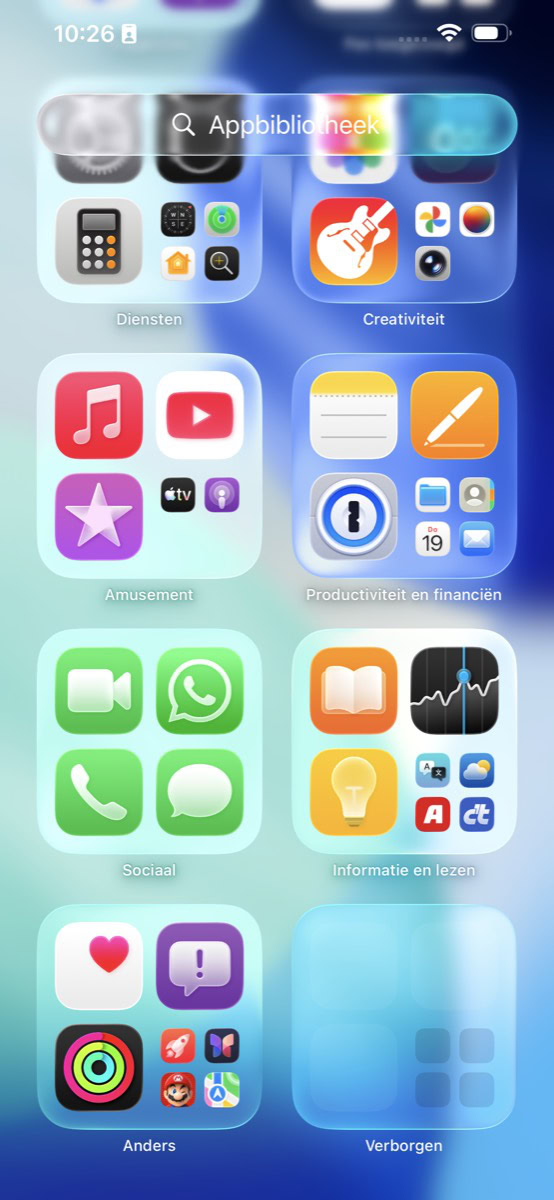 Appbibliotheek met 'Verborgen'-map