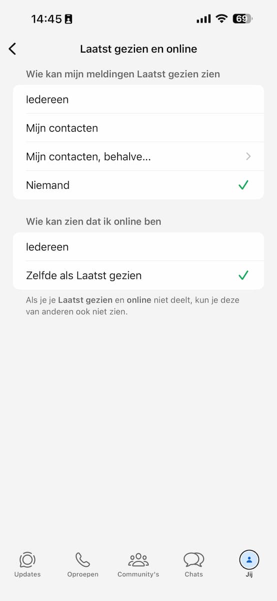 Instructiefoto: Laatst gezien en online