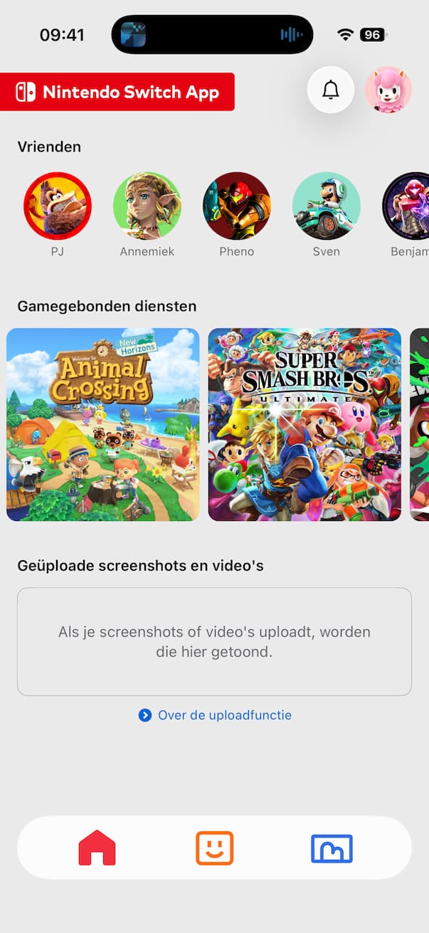 Inloggen in de Nintendo Switch App