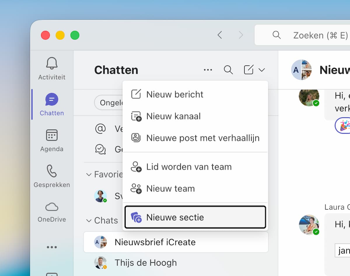 Instructiefoto: Maak eigen secties
