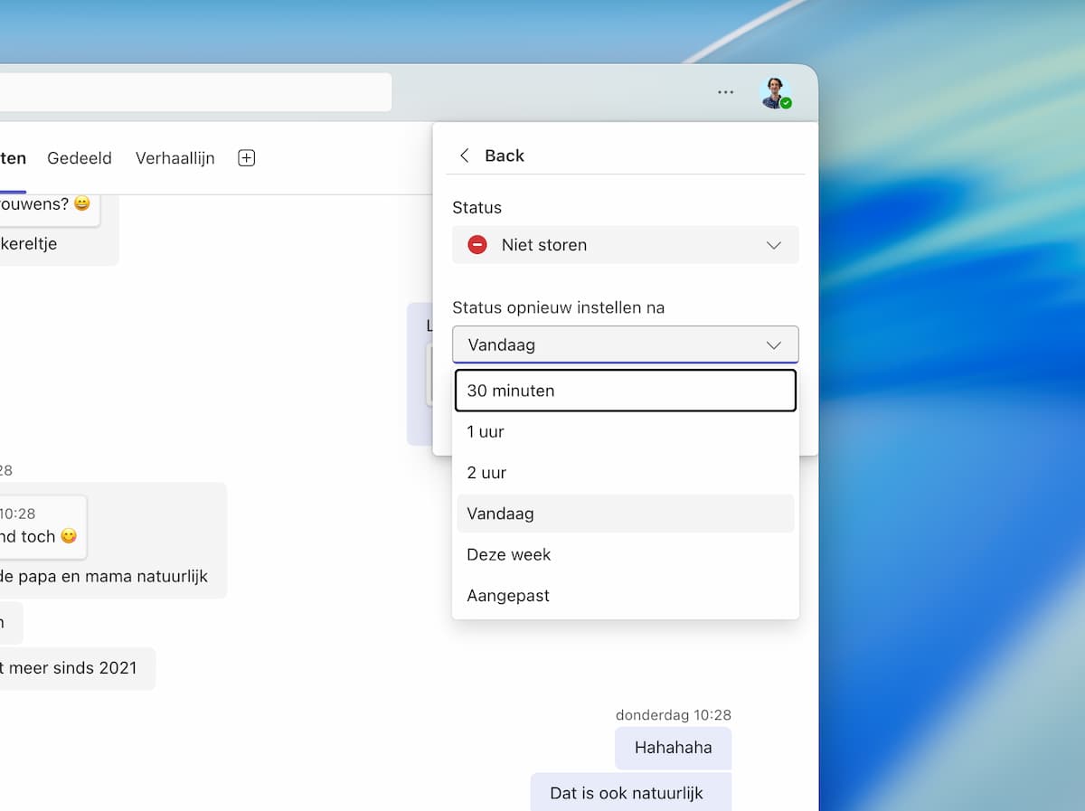 Instructiefoto: Automatische status-reset