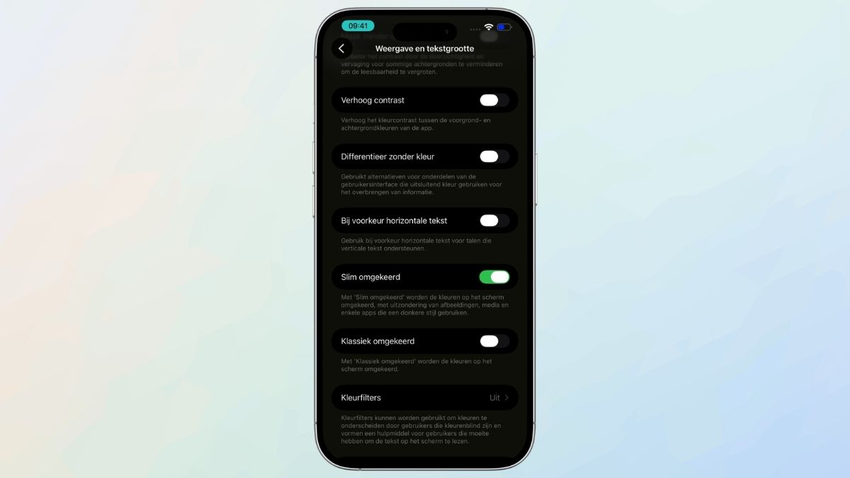 iPhone met instellingen voor Slim omgekeerd
