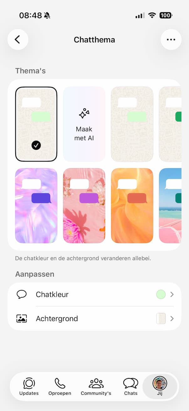 Capybara modus WhatsApp instellen