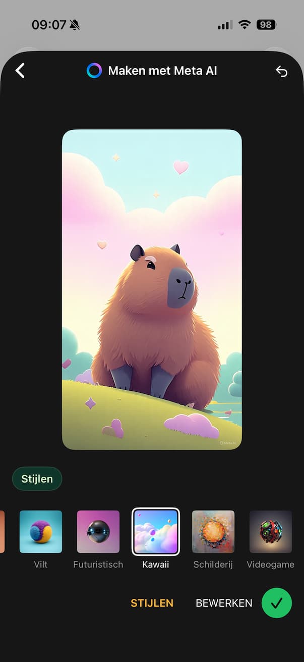 Capybara modus WhatsApp instellen