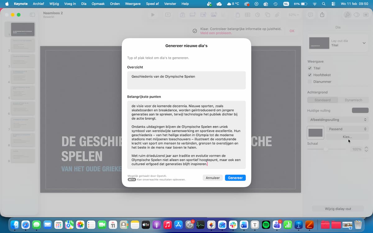 Instructiefoto: Bestaande presentatie