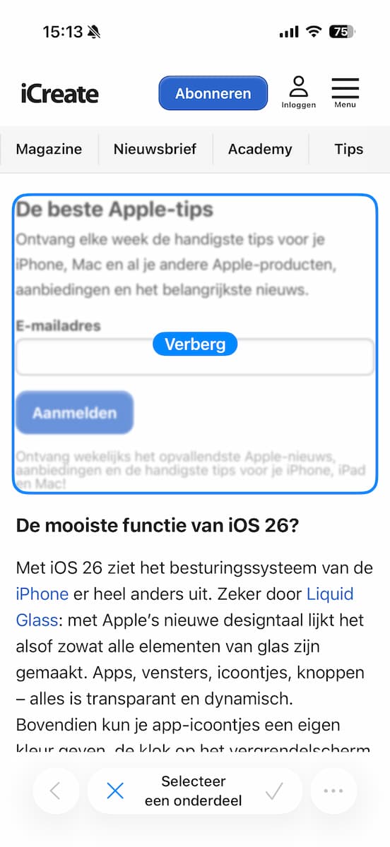 Instructiefoto: Verberg afleidende onderdelen