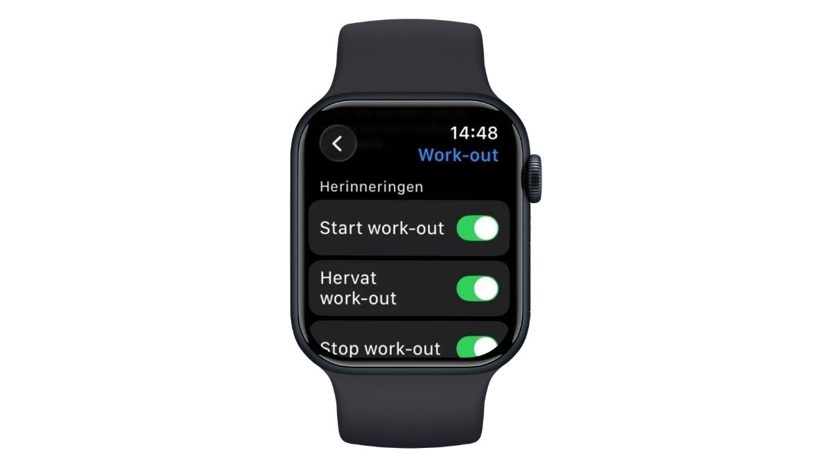 Herinneringen start work-out instellen