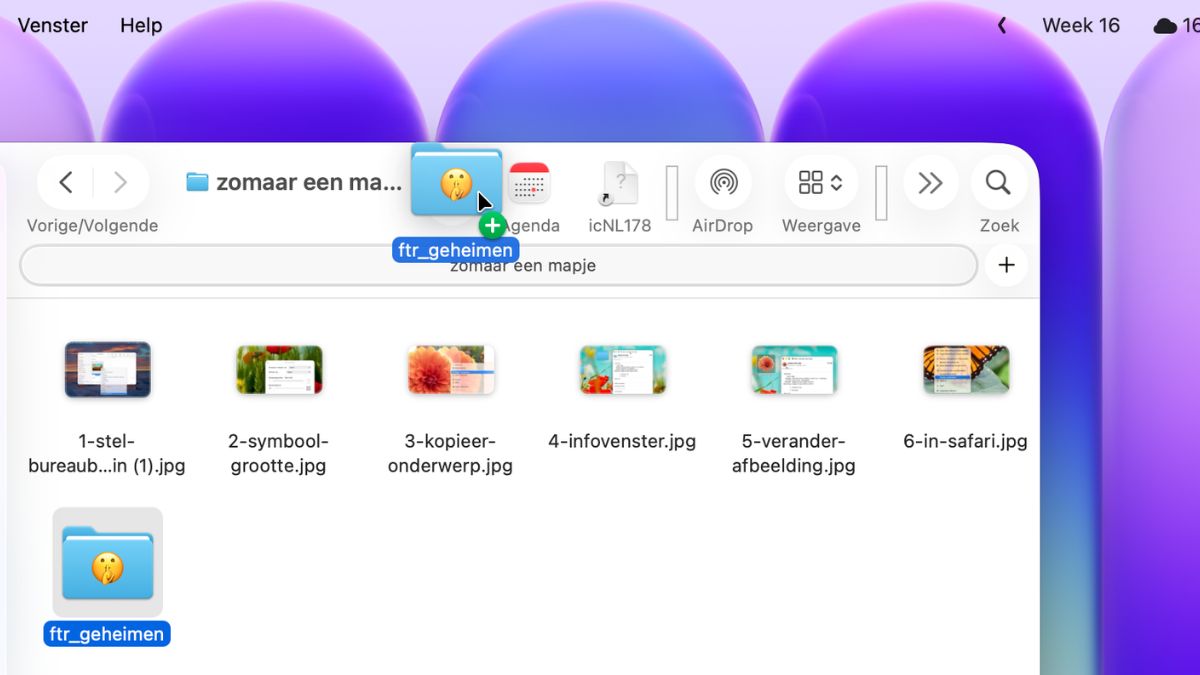 Map in knoppenbalk slepen