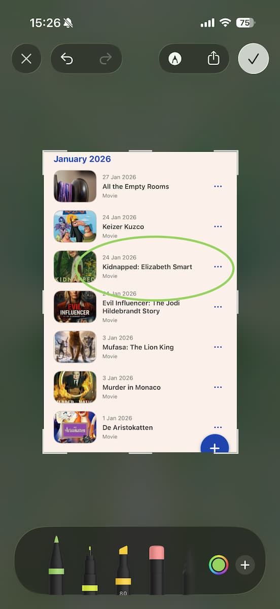 Instructiefoto: Markeringen