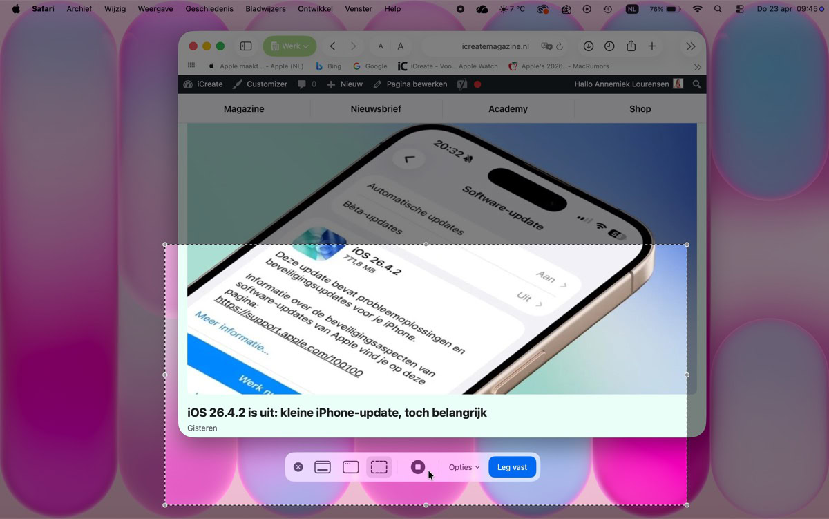 Knop voor stoppen schermopnames