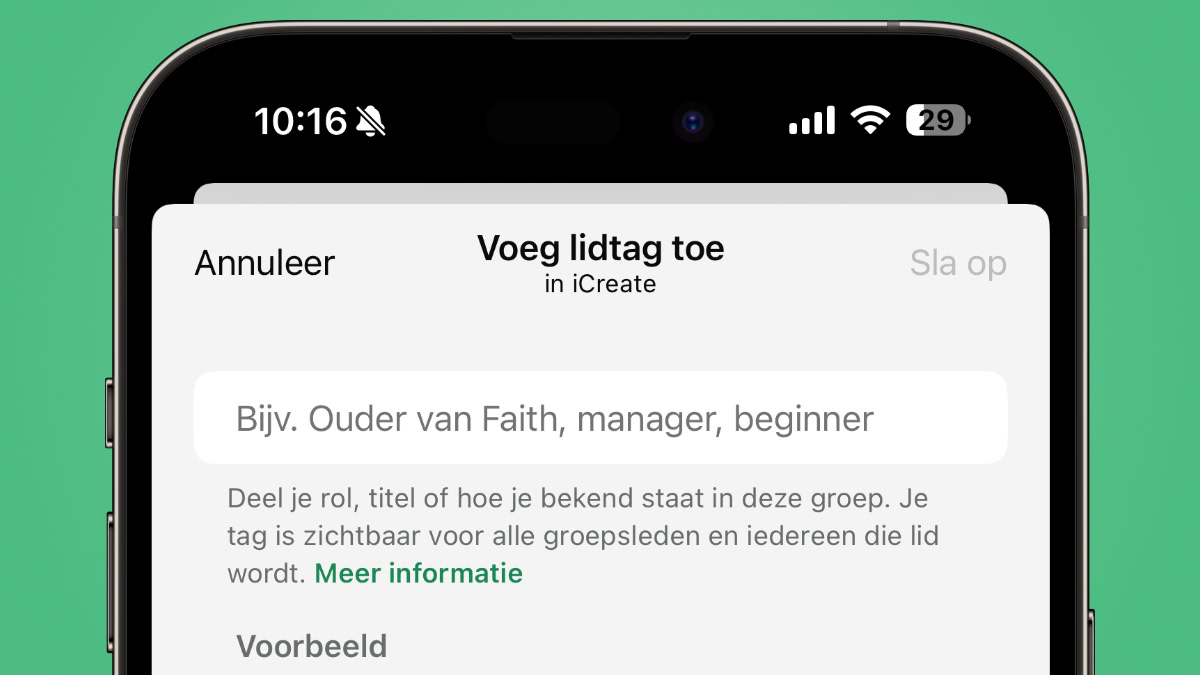 Lidtag toevoegen in WhatsApp