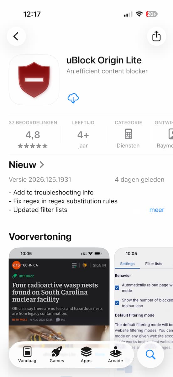Instructiefoto: uBlock