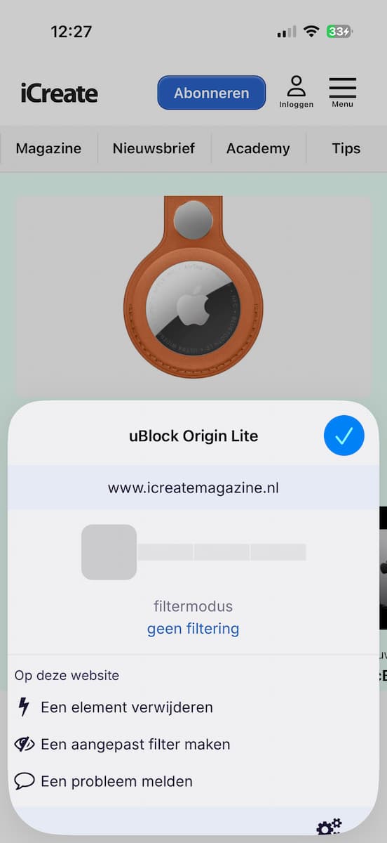 Instructiefoto: Filtermodus