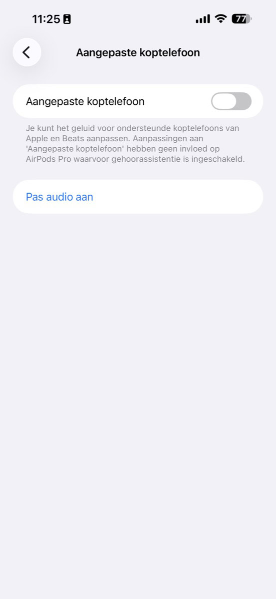 Schakelaar voor Aangepaste koptelefoon