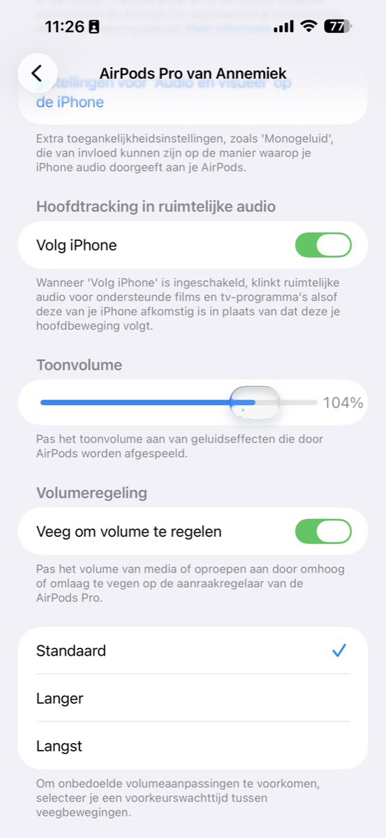 Regelaar bij 'Toonvolume'