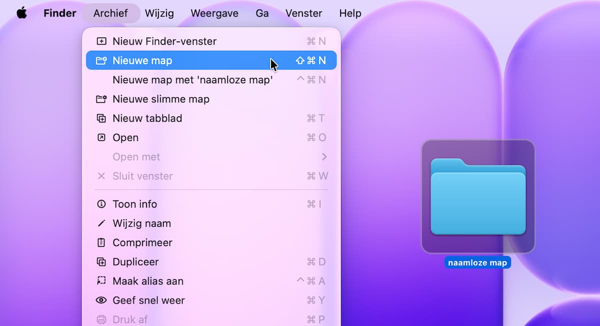 Instructiefoto: Maak een nieuwe map