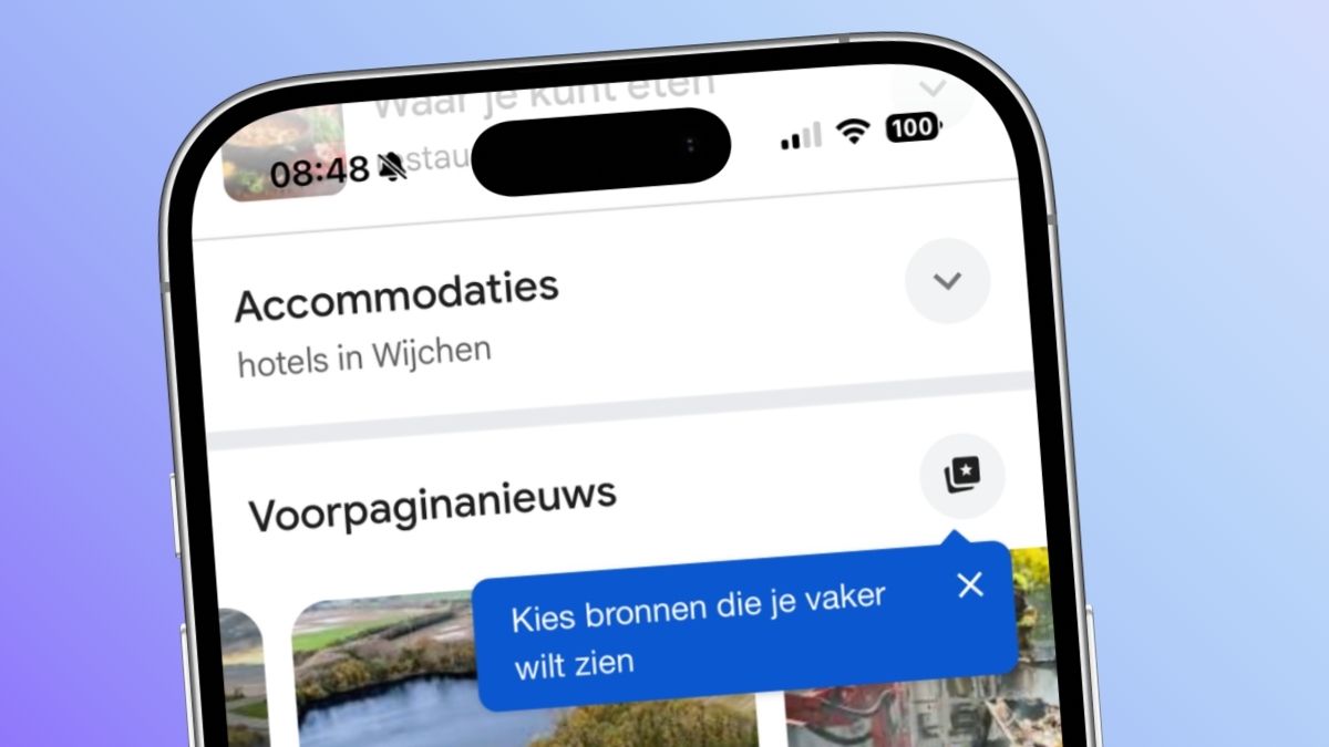 Voorkeursbronnen Google header