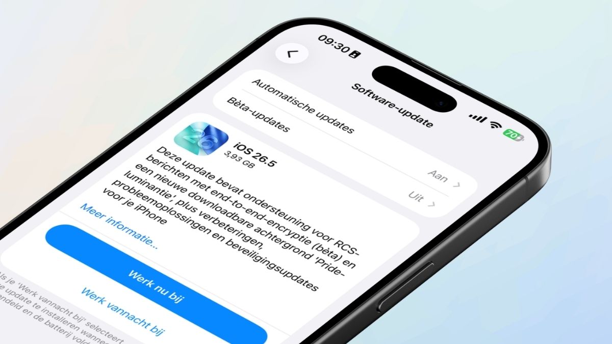 Installatiescherm iOS 26.5