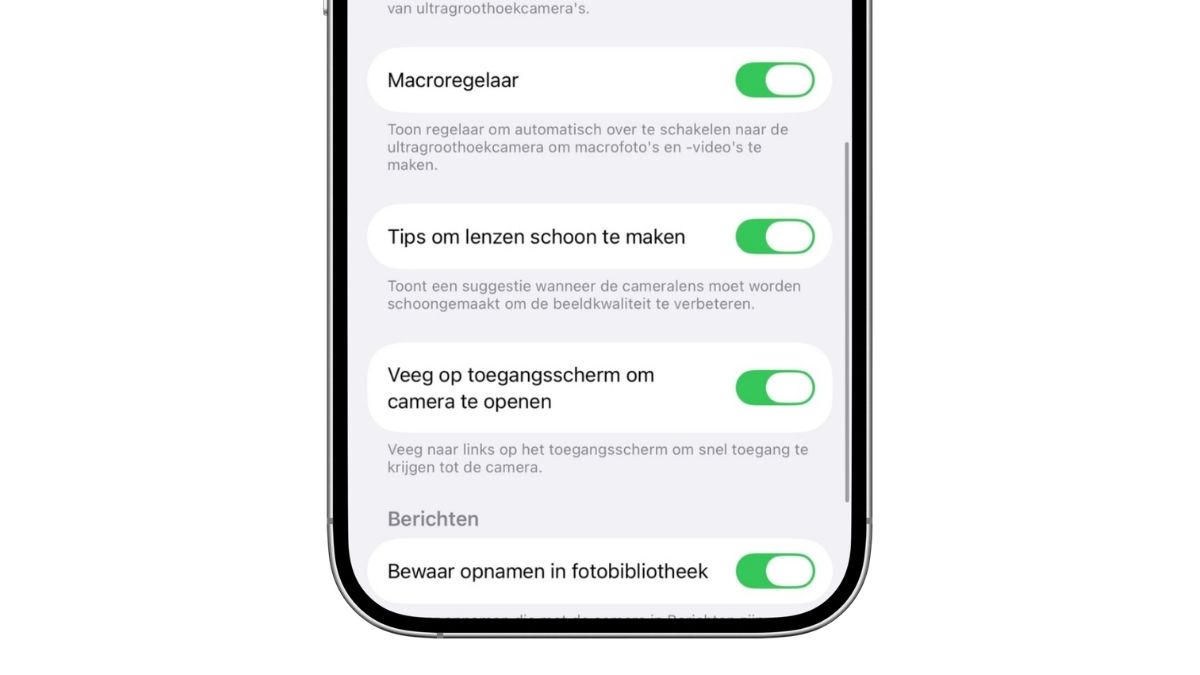 Macroregelaar uitzetten in de instellingen