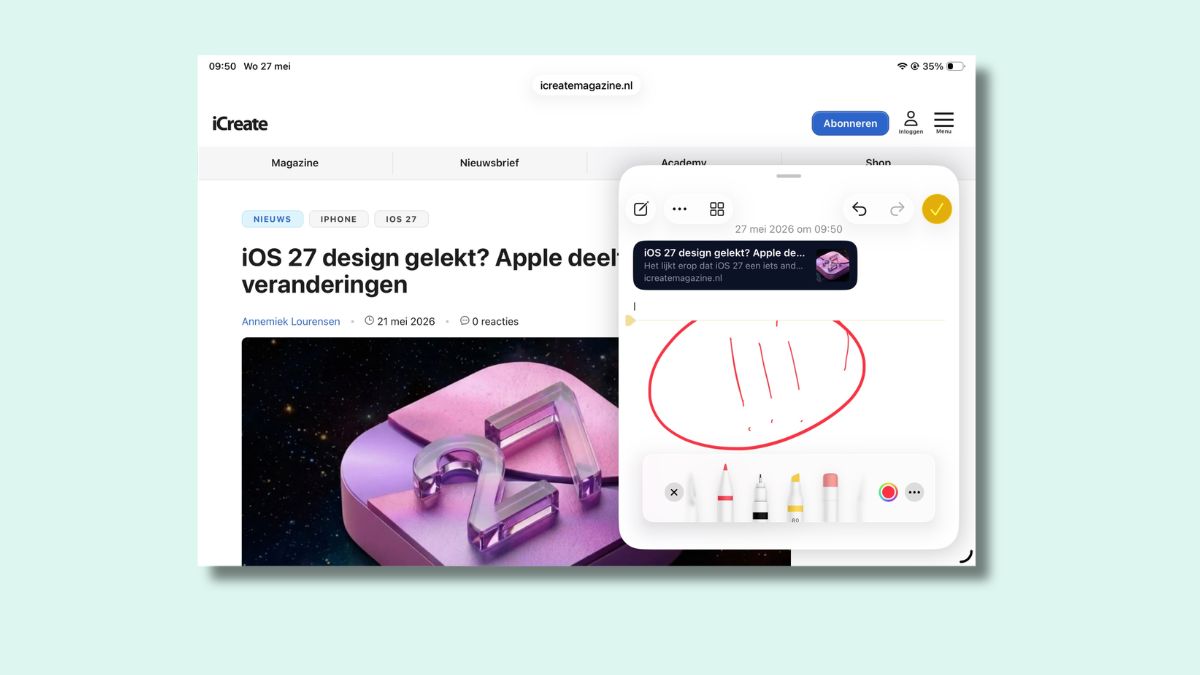 Snelle notitie maken met de Apple Pencil