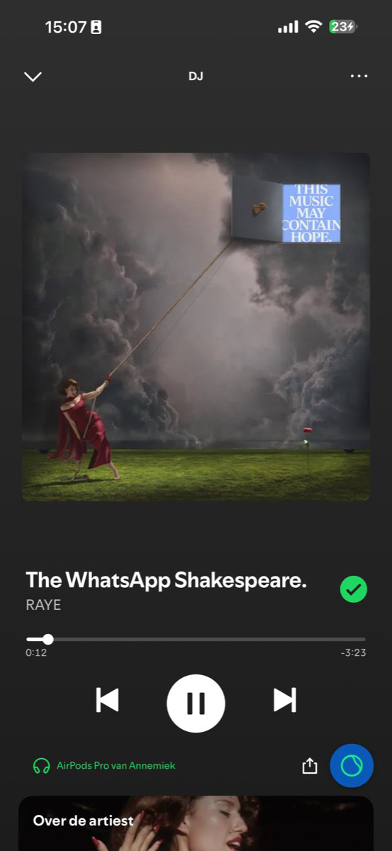 Afspeelweergave voor muziek in Spotify