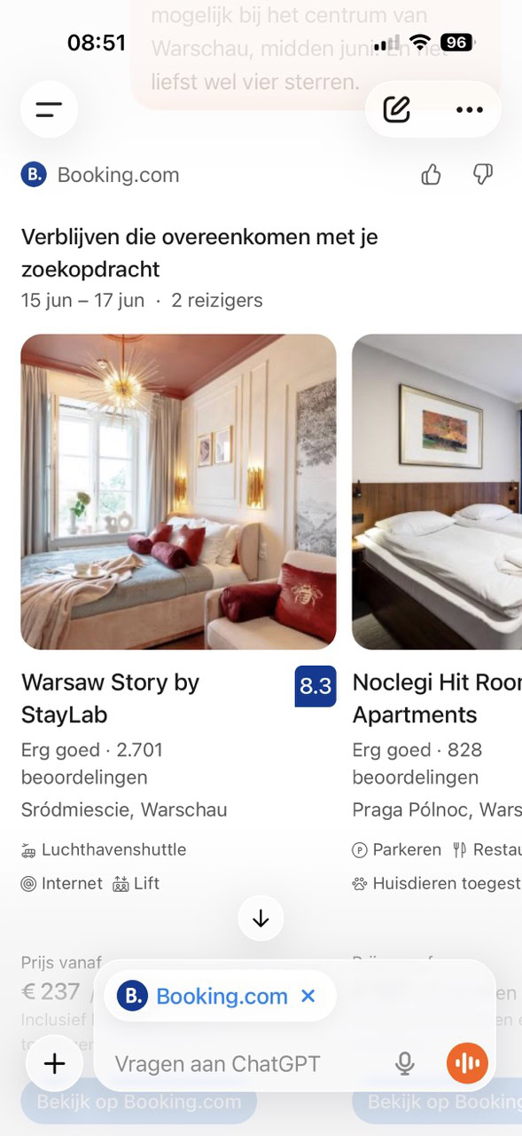 Instructiefoto: Booking