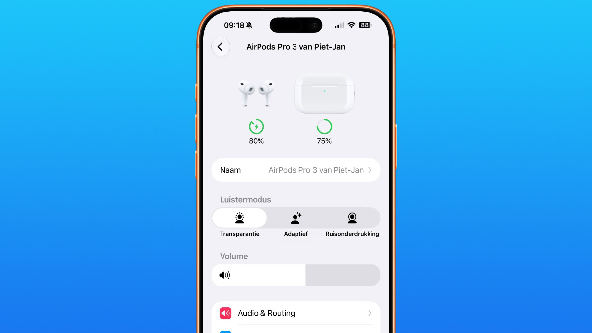 Instellingen voor AirPods-app
