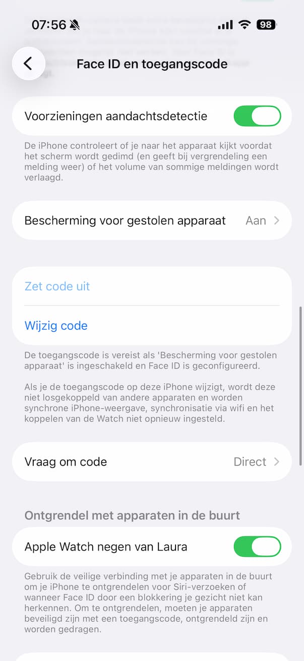 alfanumerieke code instellen