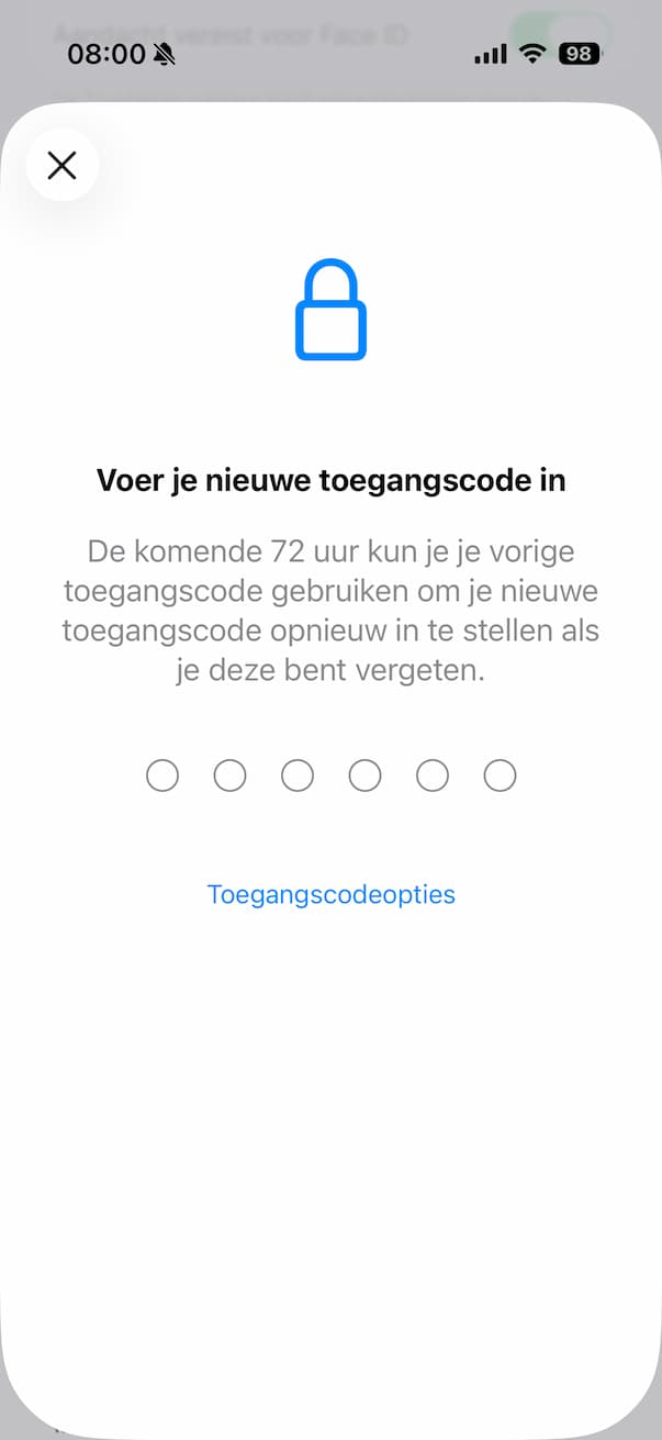 alfanumerieke code instellen